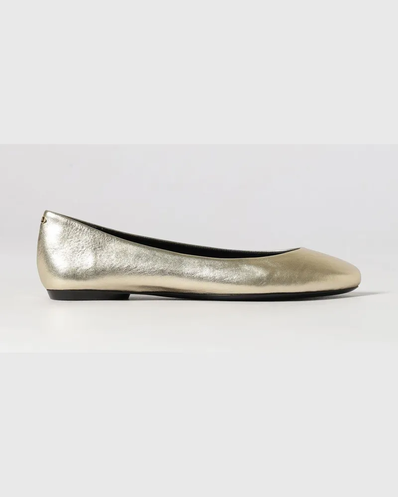 Lanvin Laminierte Leder-Ballerina Gold