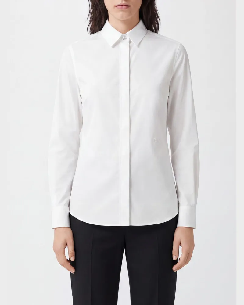 Burberry Slim-Fit-Hemd aus Baumwollpopeline mit verdeckter Knopfleiste Weiß