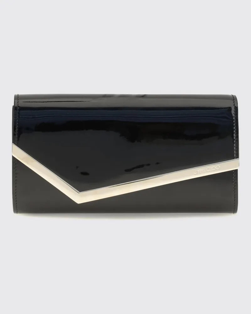 Jimmy Choo Emmie Clutch aus Lackleder von mit Kettenriemen Schwarz