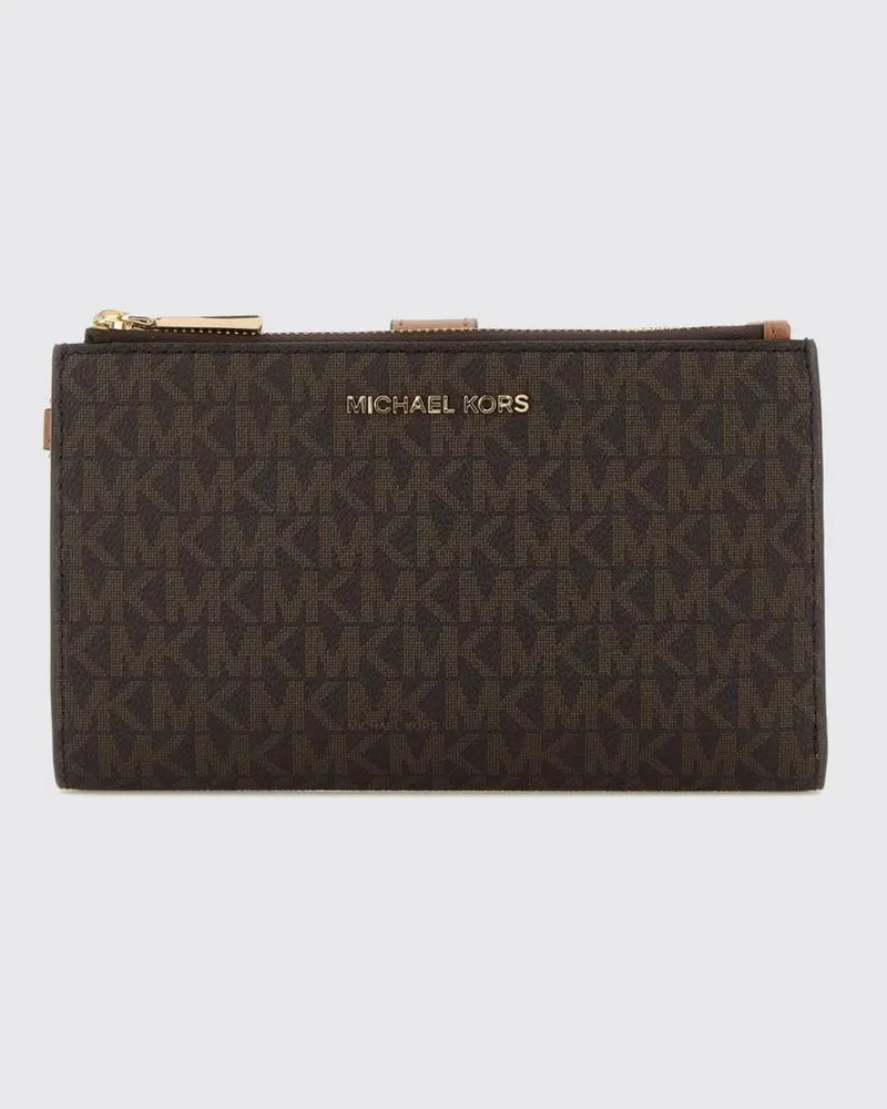 Michael Kors Bifold-Brieftasche von aus Monogramm-Canvas mit Handgelenkschlaufe Braun