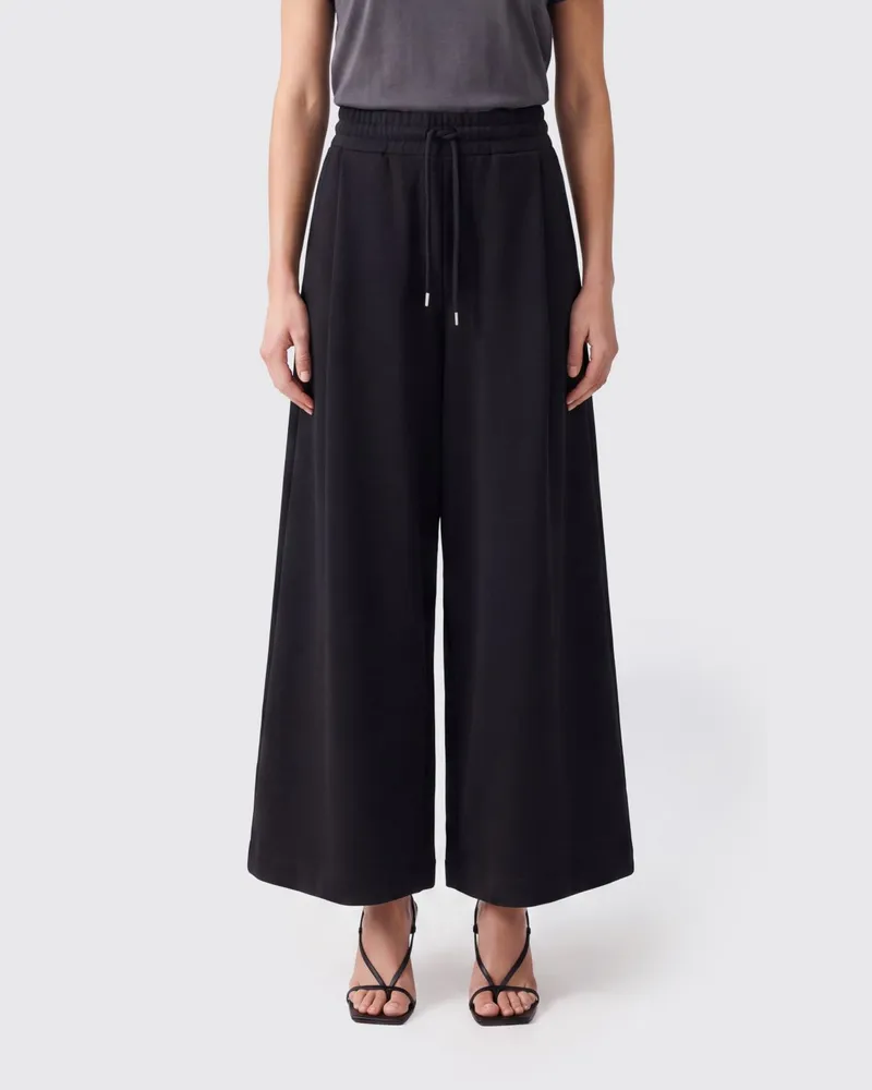 Dries van Noten High-Waist Jogginghose mit weitem Bein aus Baumwolle mit Kordelzug Schwarz