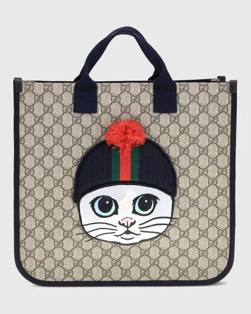 Gucci Tote-Bag von für Kinder aus GG Supreme mit Fauna-Print Braun