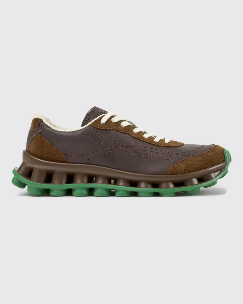 Camper Pelotissima Sneakers aus Leder und Nubukleder mit abstraktem zweifarbigem Design Braun
