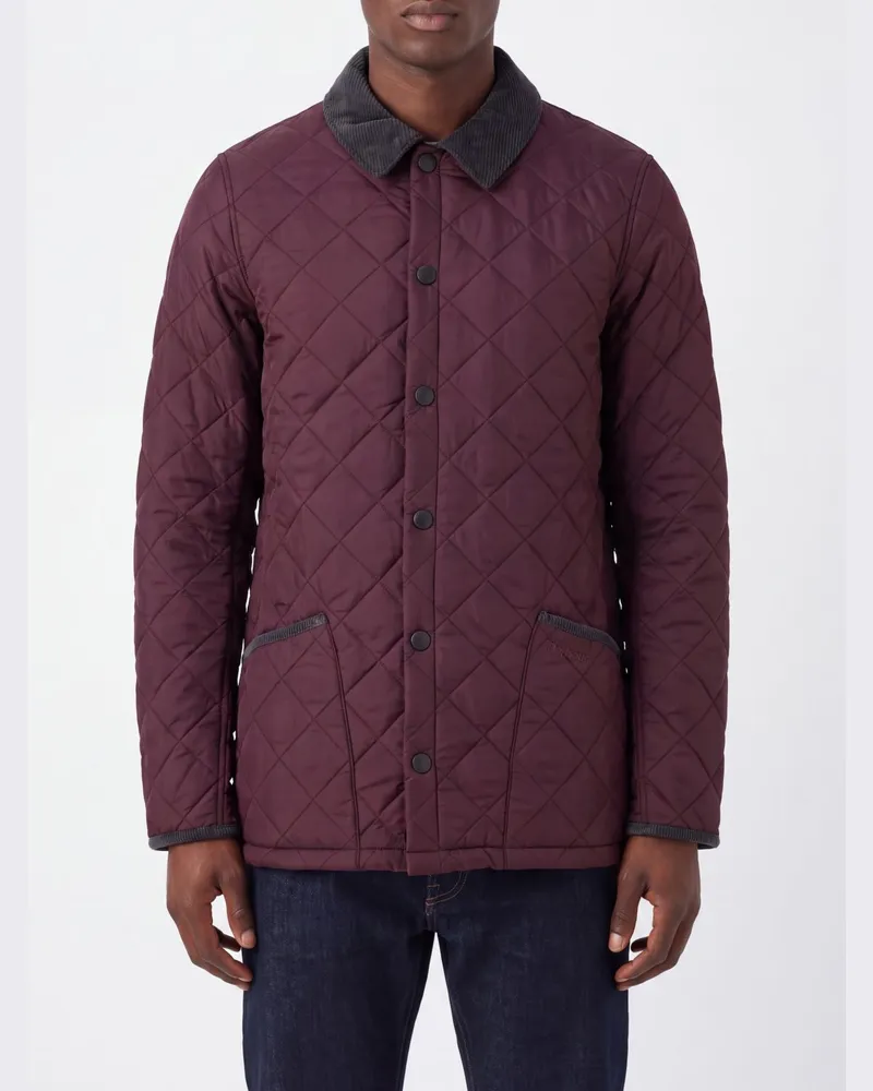 Barbour Kurze, wasserdichte Steppjacke aus Baumwolle mit Samtkragen Burgunderrot