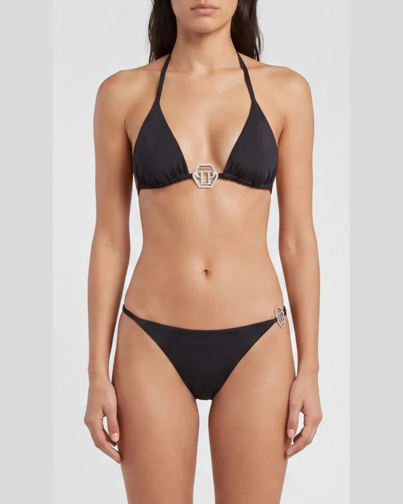 Philipp Plein PP Bikini-Top Badeanzug Schwarz