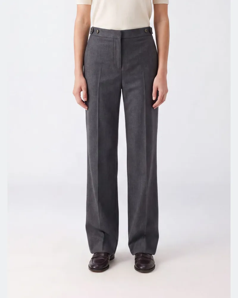 Stella McCartney High-Waist Hose mit geradem Bein aus reiner Wolle Grau