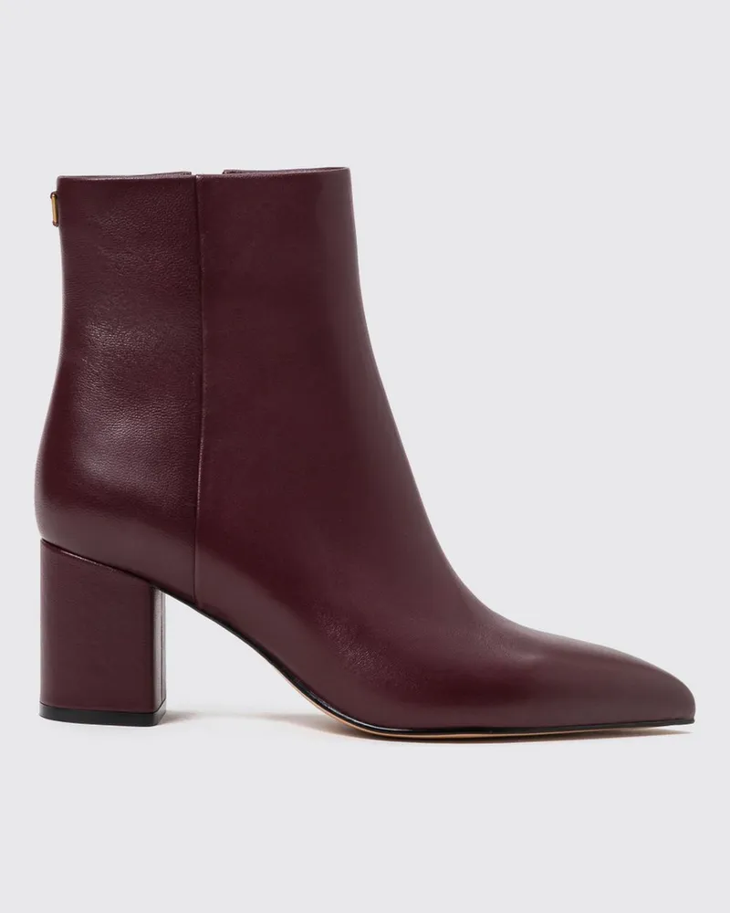 Twin-Set Glattleder-Stiefeletten mit mittelhohem Blockabsatz Burgunderrot