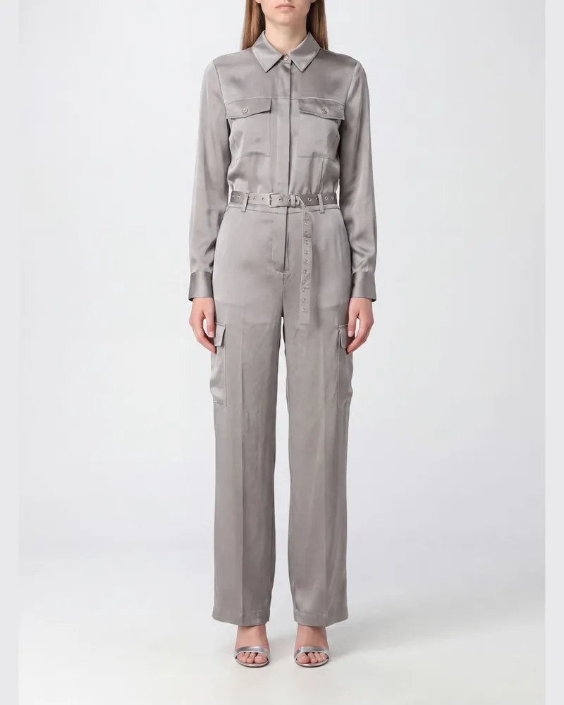 Michael Kors Cargo-Jumpsuit aus recyceltem Stoff mit langen Ärmeln und verstellbarem Gürtel Grün