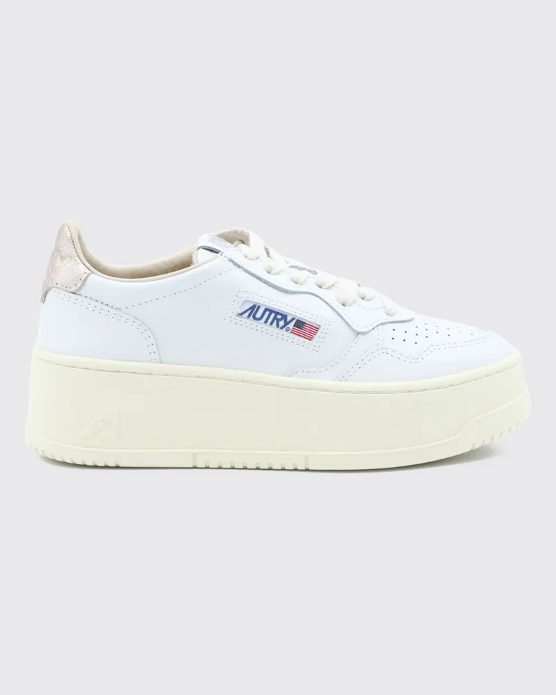 AUTRY Medalist Platform Low Sneakers aus Leder mit perforierter Spitze und Cut-Out-Logo Weiß