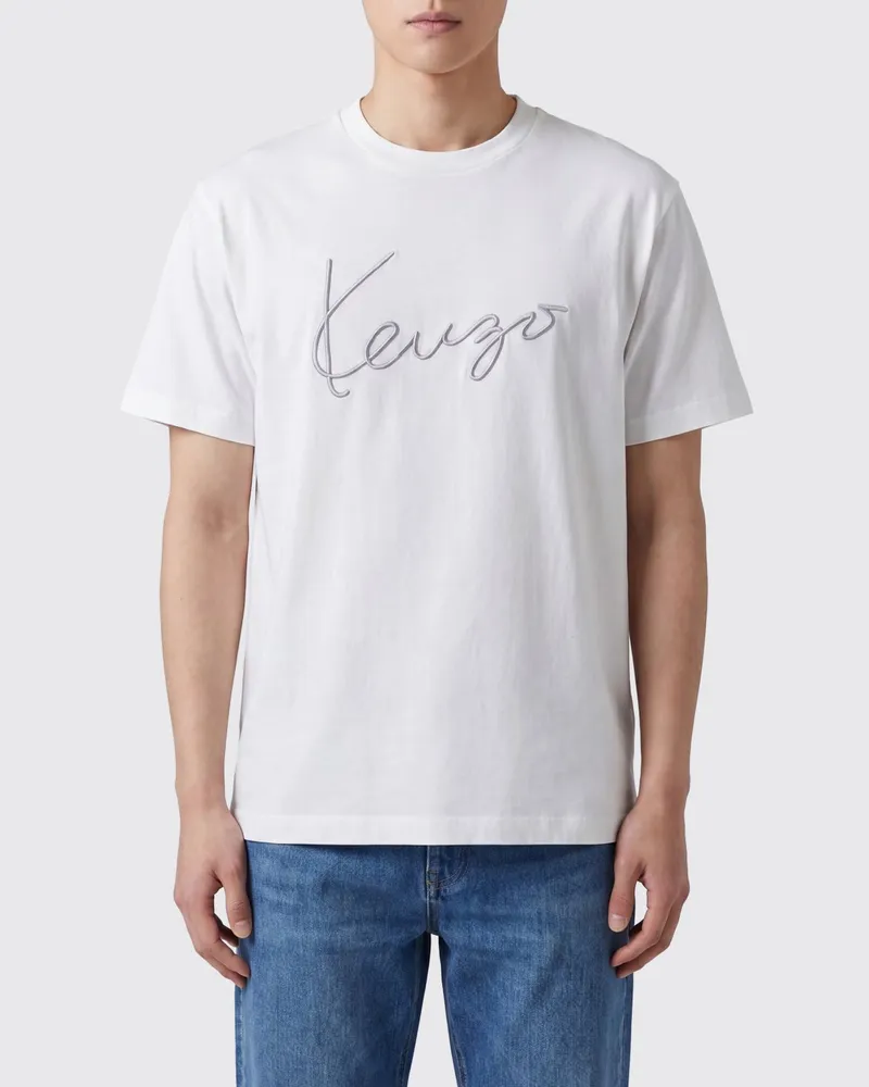 Kenzo T-Shirt aus Baumwolle mit kontrastierendem Logo Weiß