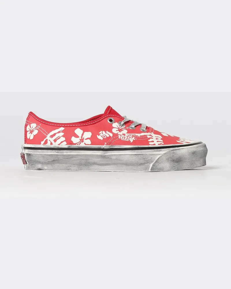 Vans LX Authentic 44 Abgetragene und bedruckte Canvas-Sneakers Rot