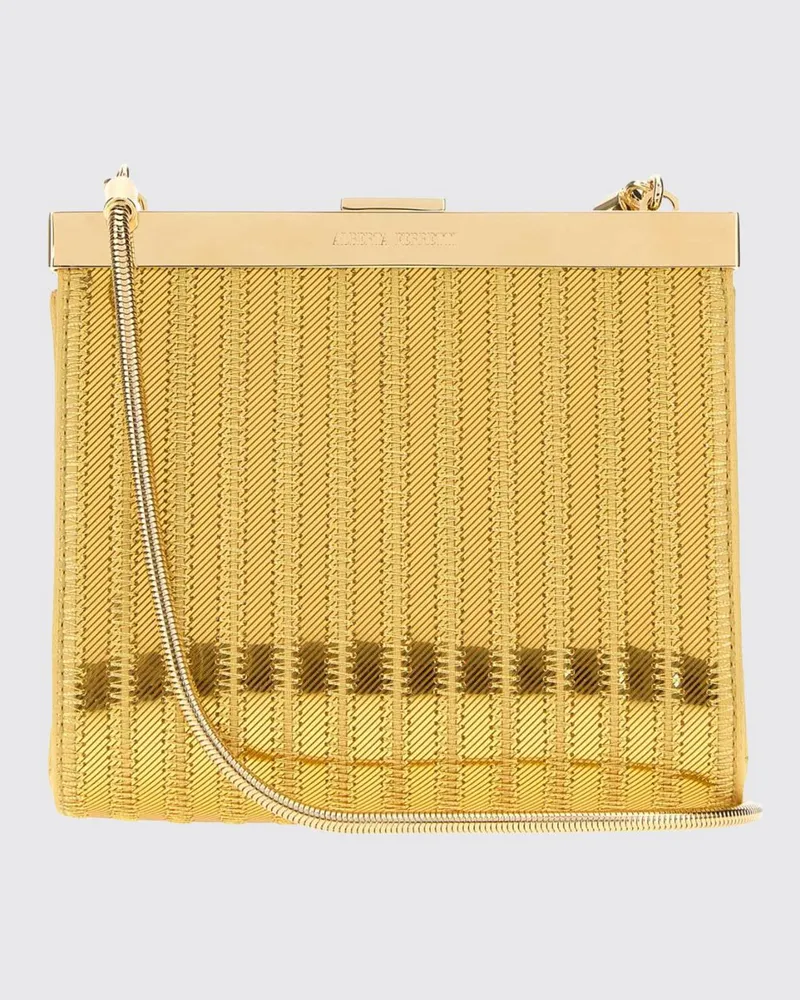 Alberta Ferretti Mini-Handtasche aus Viskose mit abstraktem Muster und Kettenriemen Bunt