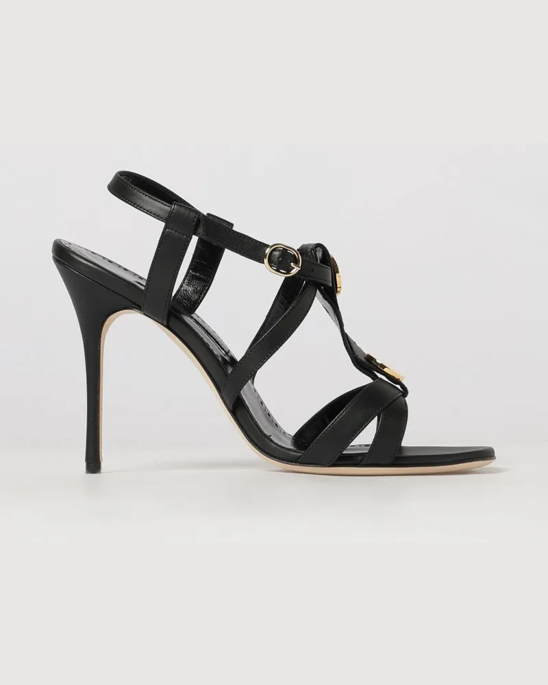 Manolo Blahnik Giza Sandalen aus besticktem Nappaleder mit Stiletto-Absatz Schwarz