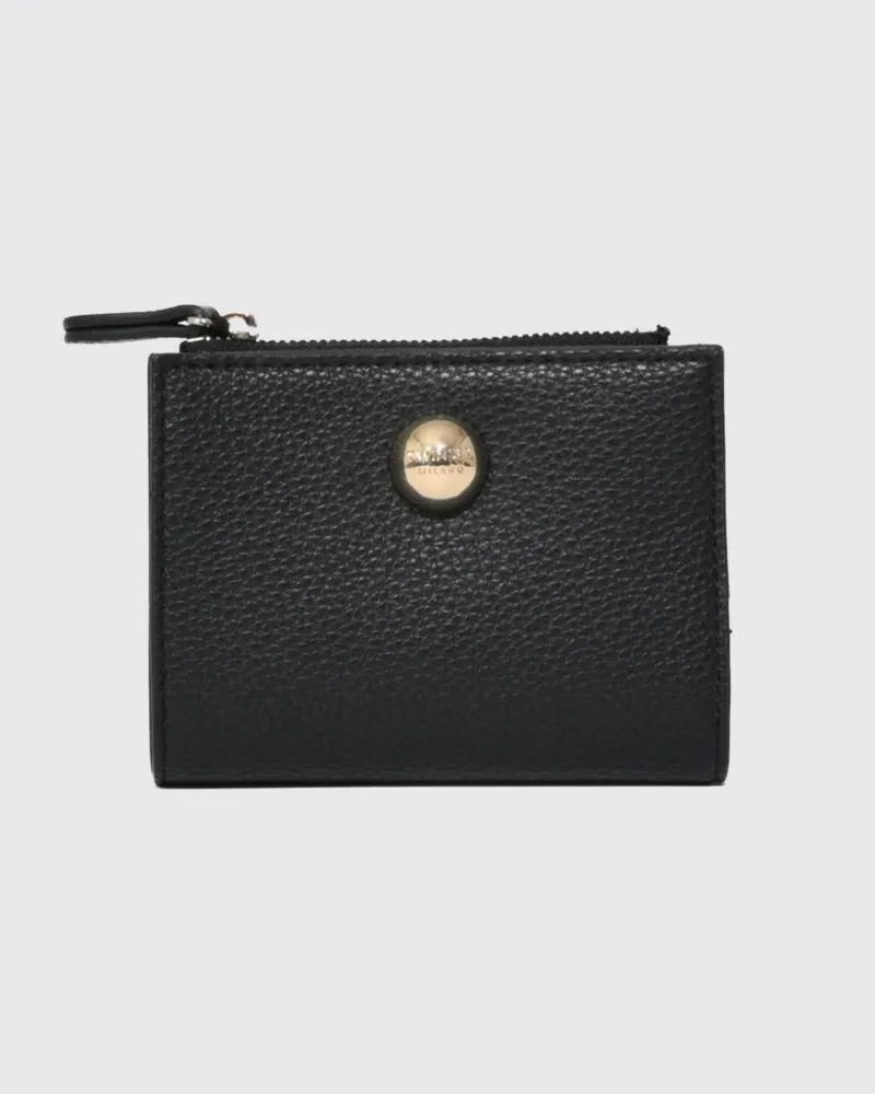 Twin-Set Bifold-Geldbörse aus Polyurethan mit Druckknopfverschluss und geprägtem Logo Schwarz