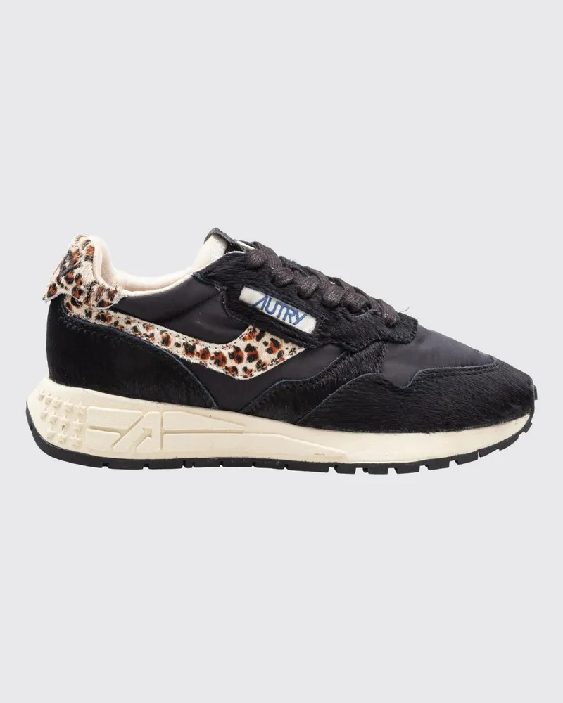 AUTRY Reelwind Low-Top-Sneaker aus Veloursleder mit Animal-Print und gepolstertem Knöchel Schwarz