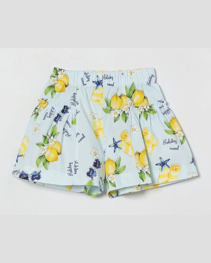 Monnalisa Bedruckte Baumwoll-Shorts Hellblau