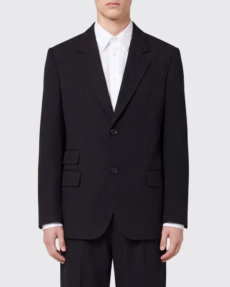 AMI Paris Einreihiger Woll-Blazer mit Zwei-Knopf-Verschluss Schwarz