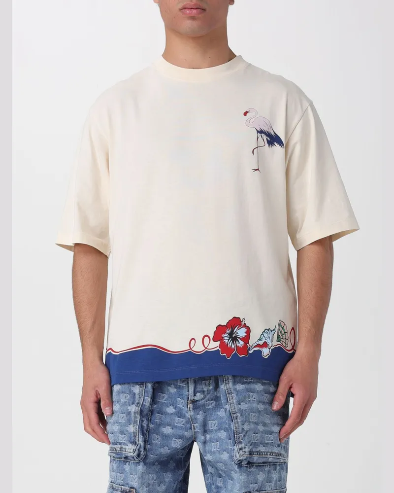 Dsquared2 Bedrucktes Rundhals-T-Shirt Ivory