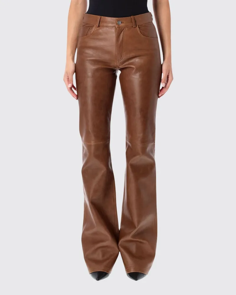 Haikure Flora Flared-Hose von aus Kalbsleder mit mittlerer Taille Braun