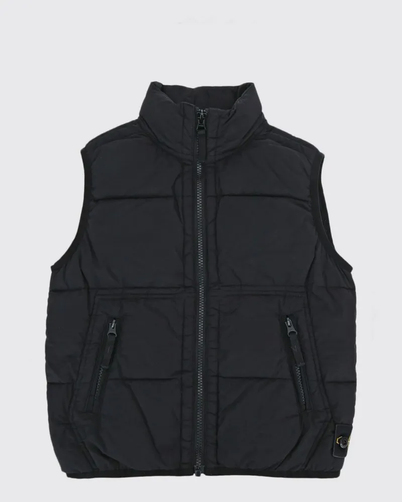 Stone Island Wasserabweisende, wattierte Weste für Jungen mit Compass-Logo Schwarz