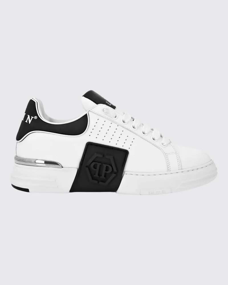 Philipp Plein Leder-Sneakers Weiß