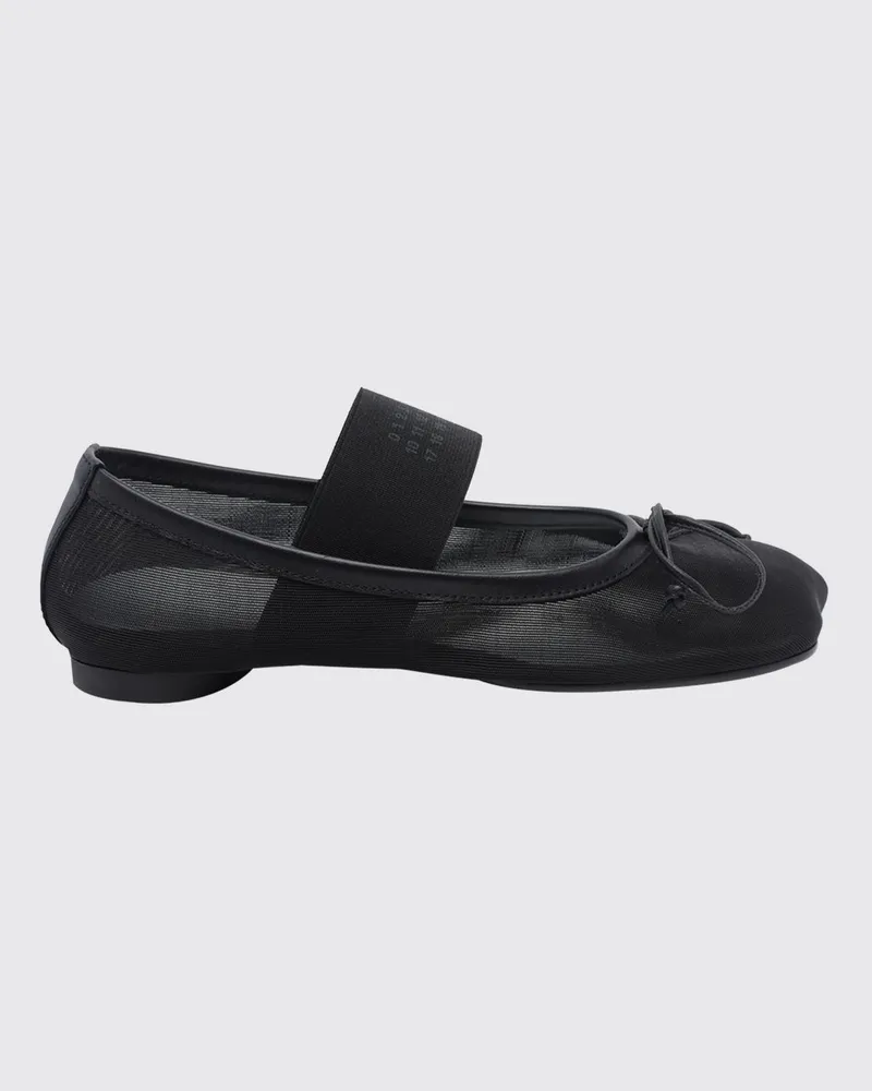 Maison Margiela Mary-Jane-Ballerinas aus Nylon mit asymmetrischer Spitze Schwarz