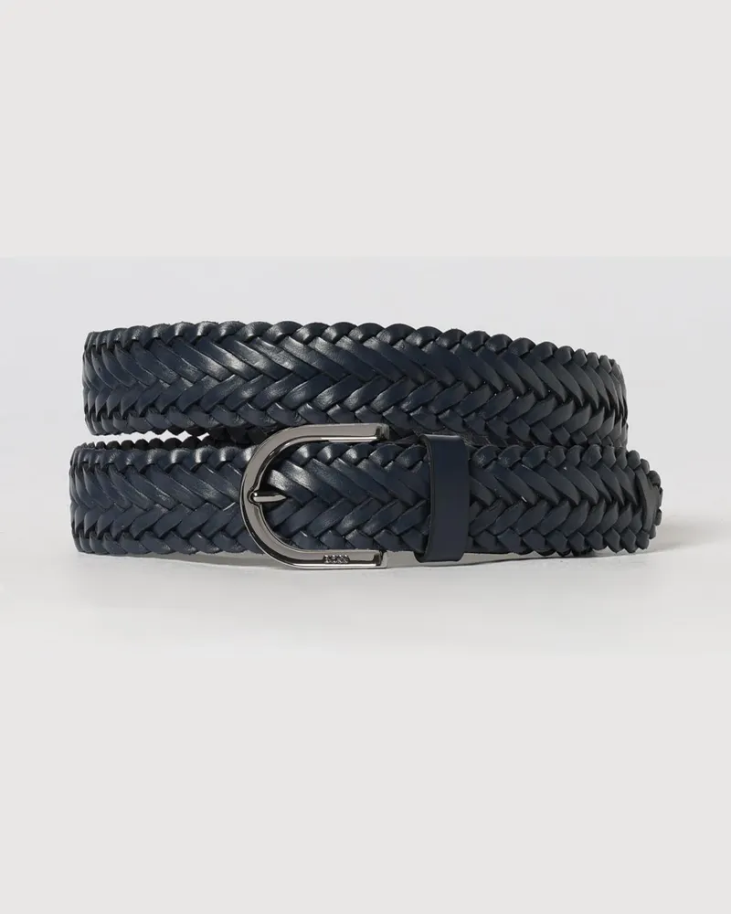 HUGO BOSS Geflochtener Ledergürtel Blau