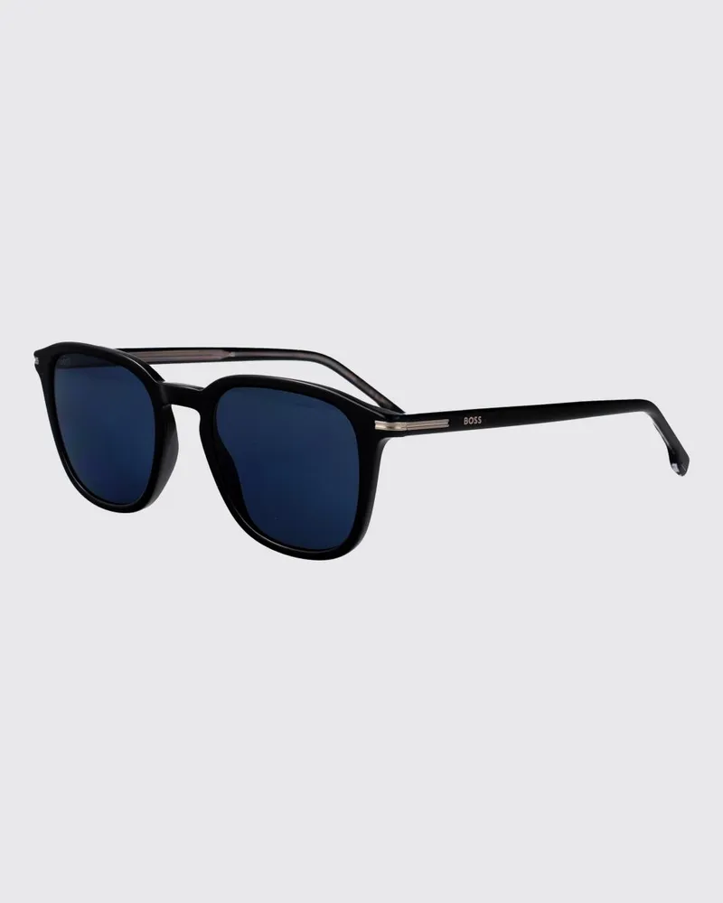 HUGO BOSS Aviator-Sonnenbrille aus Acetat mit abgerundeter Form und Logo Schwarz