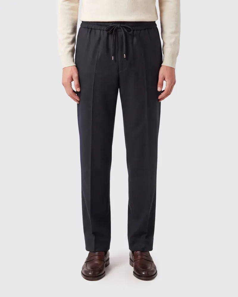 Drôle de Monsieur Gerade geschnittene Hose aus Wollmischung mit Kordelzug Schwarz