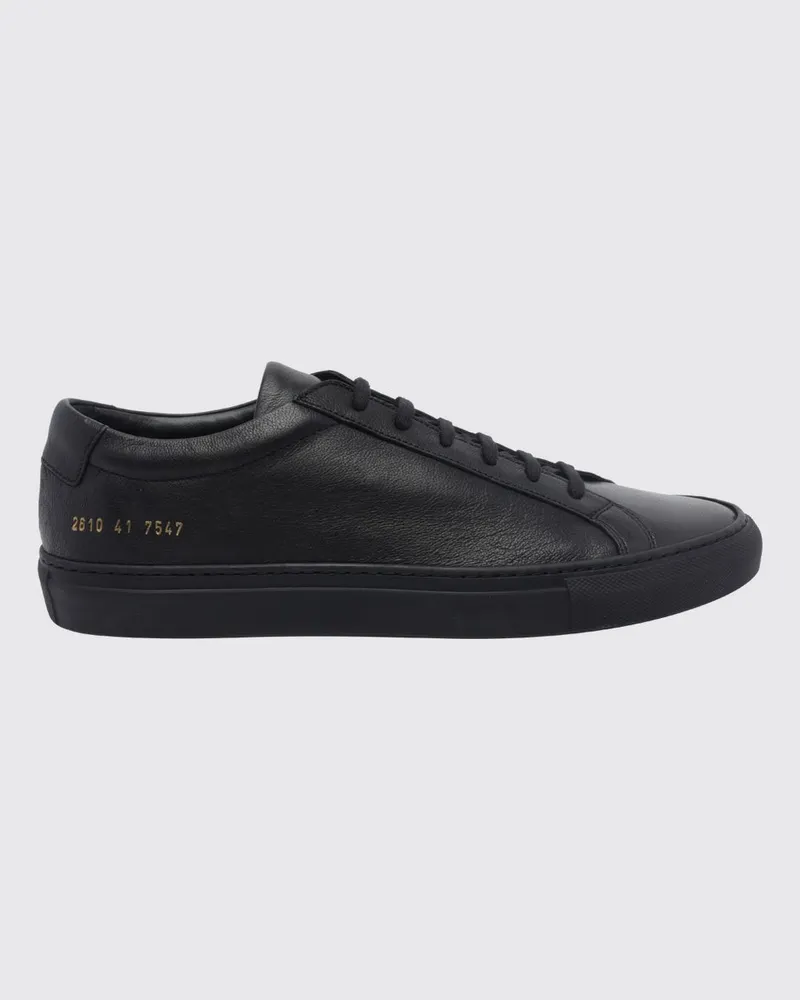 Common Projects Achilles Low Sneakers aus glattem Kalbsleder mit laminiertem Logo Schwarz