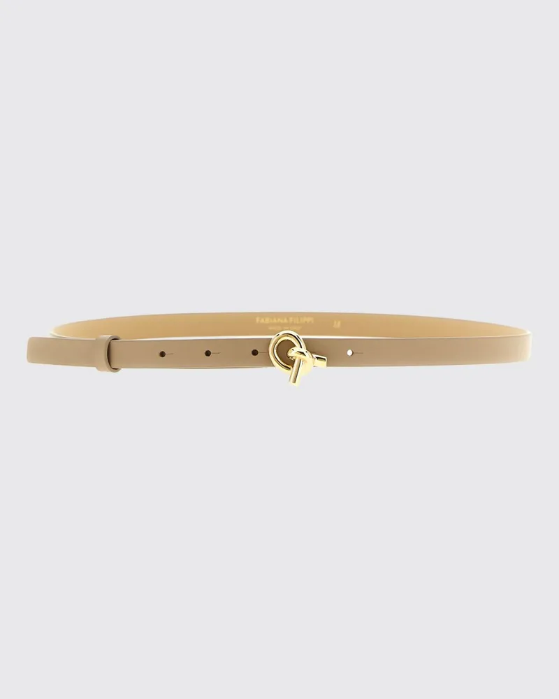 Fabiana Filippi Verstellbarer Gürtel aus Kalbsleder mit Knoten-Charm Beige