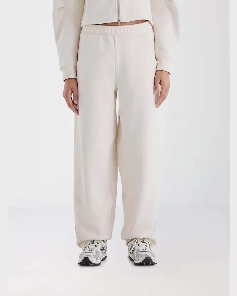 New Balance Jogginghose aus Baumwollmischung mit weitem Bein und hohem Bund Beige
