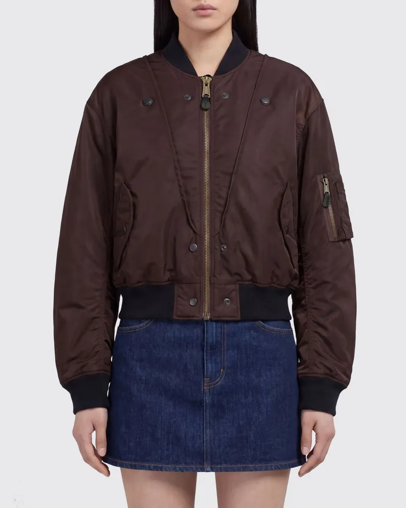 Maison Margiela Wendbare Bomberjacke aus gestepptem Nylon mit ikonischen Four Stitches Braun