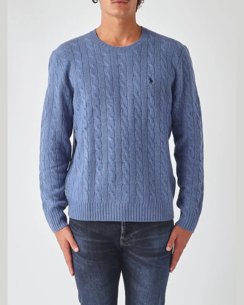 Ralph Lauren Pullover mit Rundhalsausschnitt aus Wolle und Kaschmir mit gesticktem Pony-Logo Blau