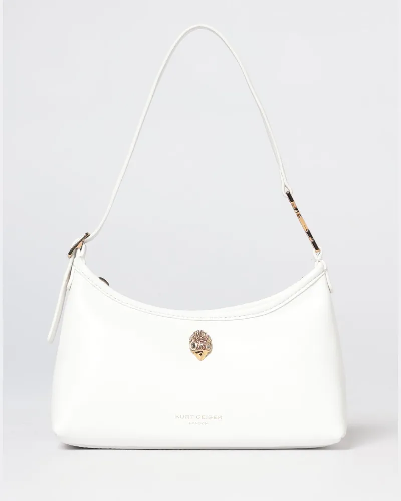 Kurt Geiger Mini-Schultertasche aus Glattleder mit Strass-Logo Weiß