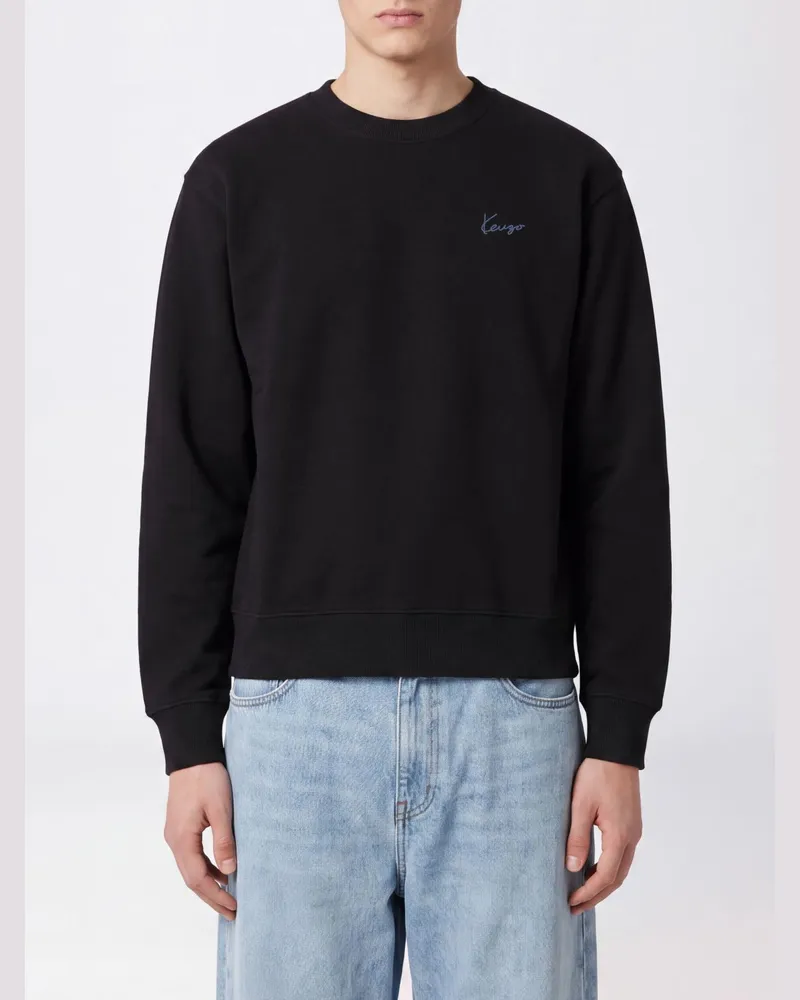 Kenzo Baumwoll-Sweatshirt mit Rundhalsausschnitt und kontrastierendem Logo-Print Schwarz