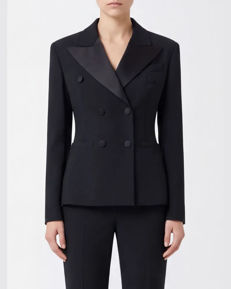 Ermanno Scervino Kurzer zweireihiger Cady-Blazer mit steigendem Revers Schwarz