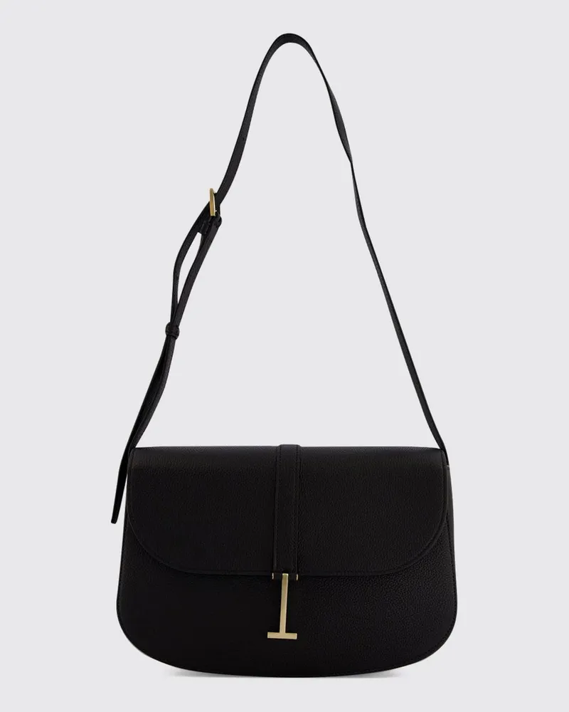 Tom Ford Umhängetasche aus genarbtem Kalbsleder mit Monogramm-Logo Schwarz