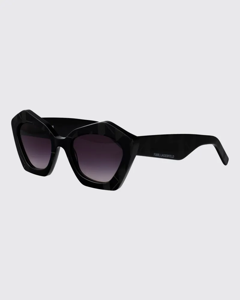 Karl Lagerfeld Oversize-Sonnenbrille aus Acetat mit unregelmäßiger Form Schwarz