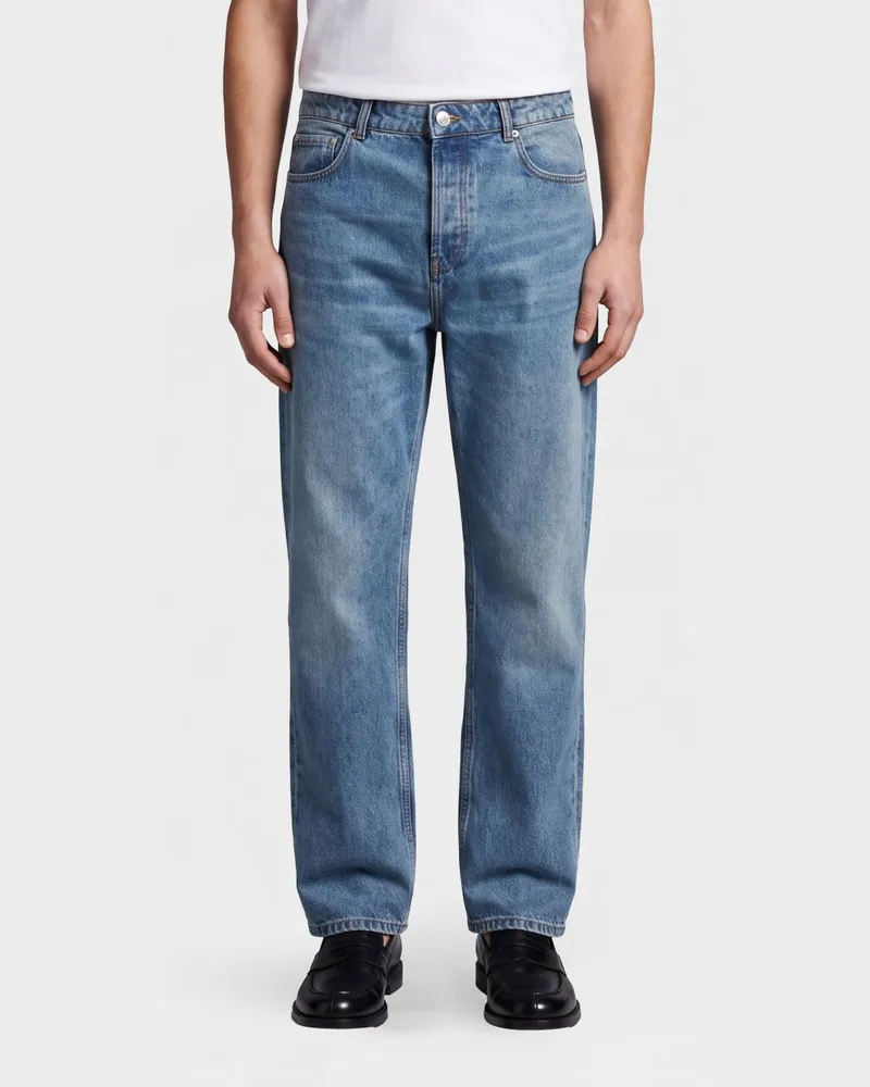 AMI Paris Wide-Leg-Jeans von aus Baumwolldenim mit mittlerer Leibhöhe und fünf Taschen Blau