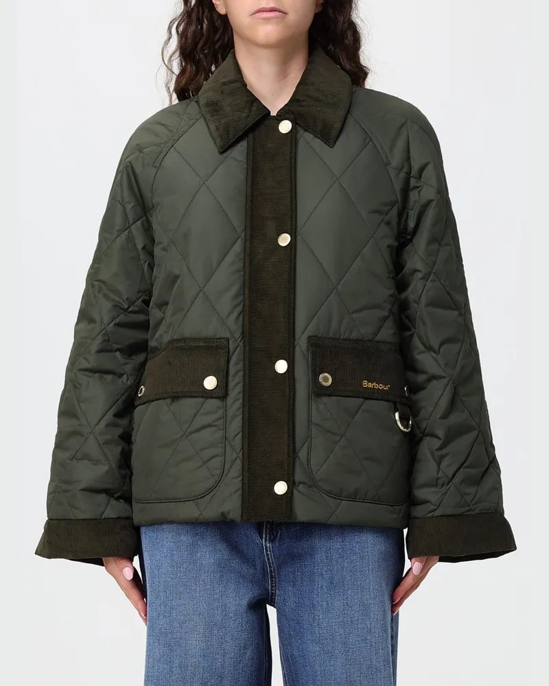 Barbour Gesteppte Kilnwick Jacke aus technischem Gewebe mit Samtkragen Olive