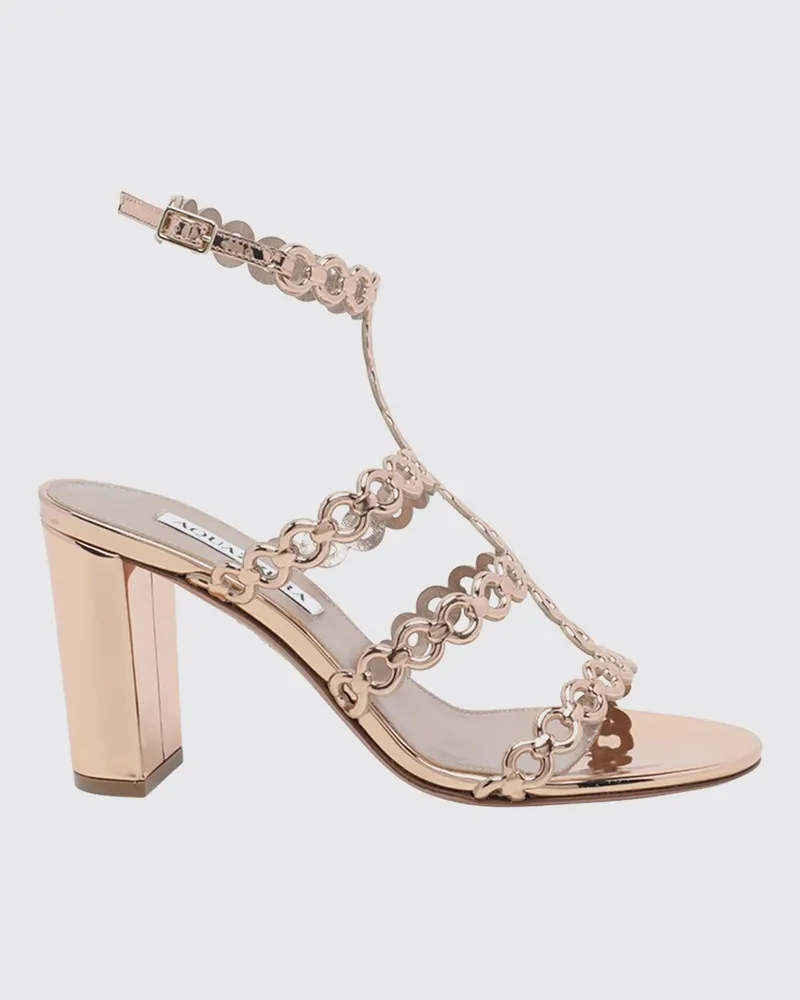 Aquazzura T-Steg-Sandalen aus Lackleder mit hohem Absatz Pink
