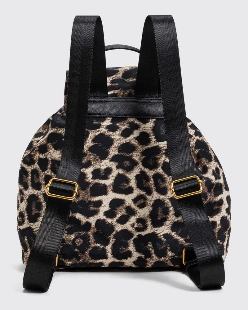 Twin-Set Rucksack aus Polyester mit Animal-Print und aufgesetzten Taschen Bunt