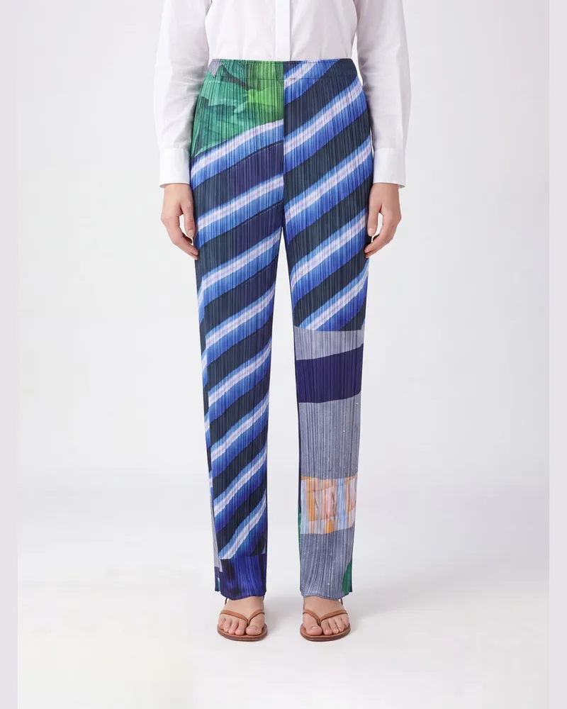 Issey Miyake Plissierte Polyesterhose Grau