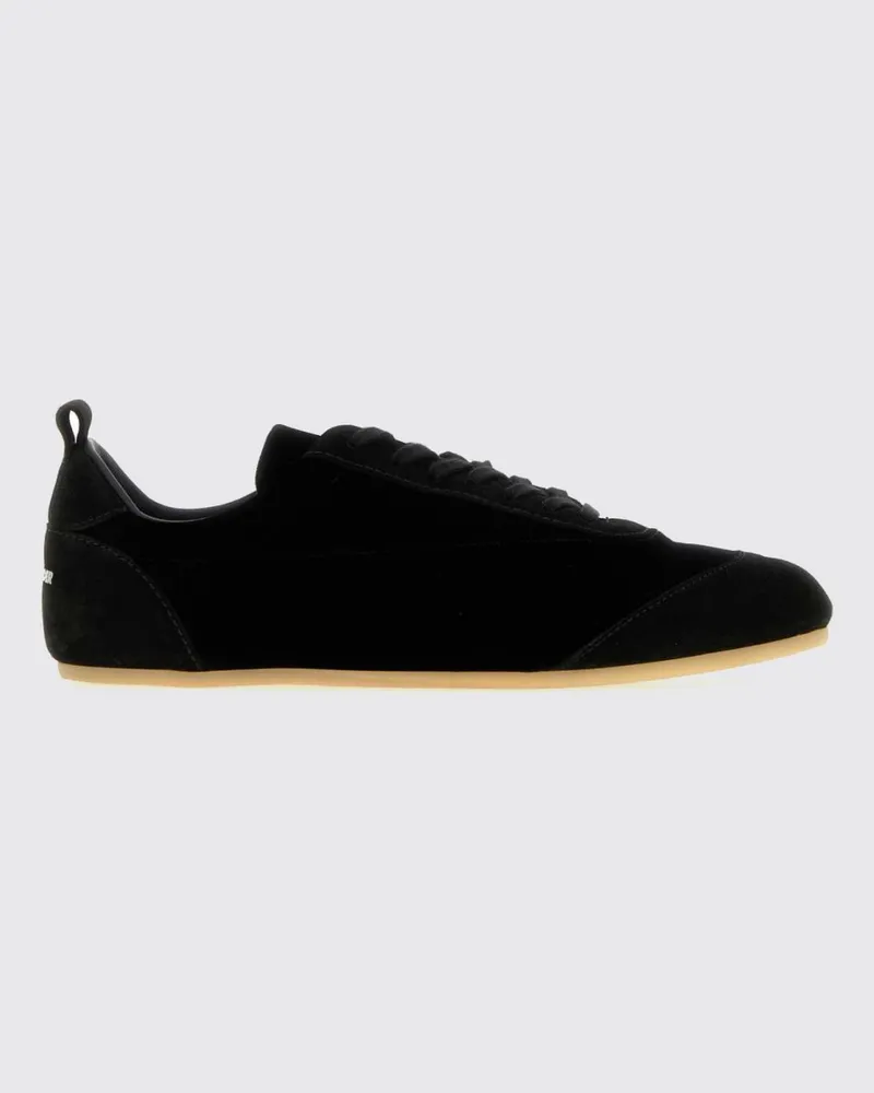 Jil Sander Etage Sneaker aus Samt und Veloursleder mit hinterer Zuglasche Schwarz
