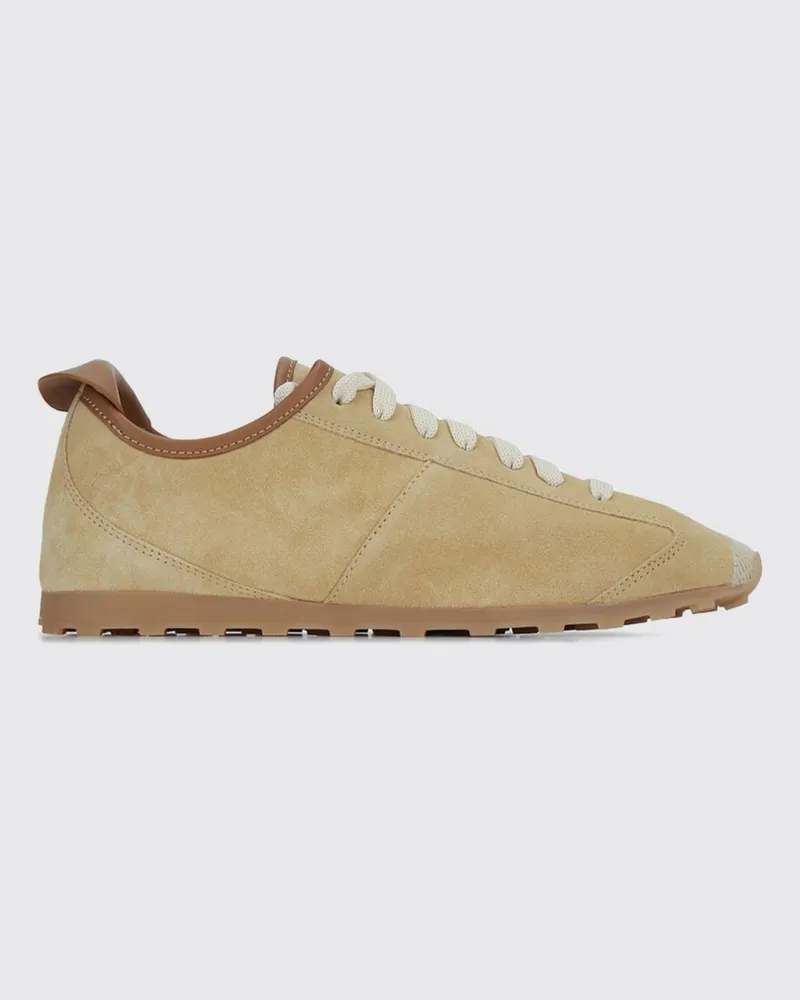 Jacquemus Low-Top-Sneaker Les Tennis aus Leder und Wildleder mit gekerbter Sohle Beige