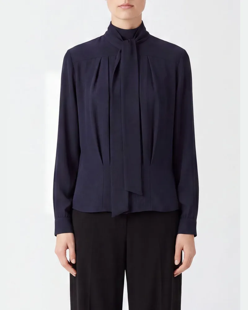 N° 21 Elegante Bluse aus Seidenmischung mit Schluppenkragen und langen Ärmeln Schwarz