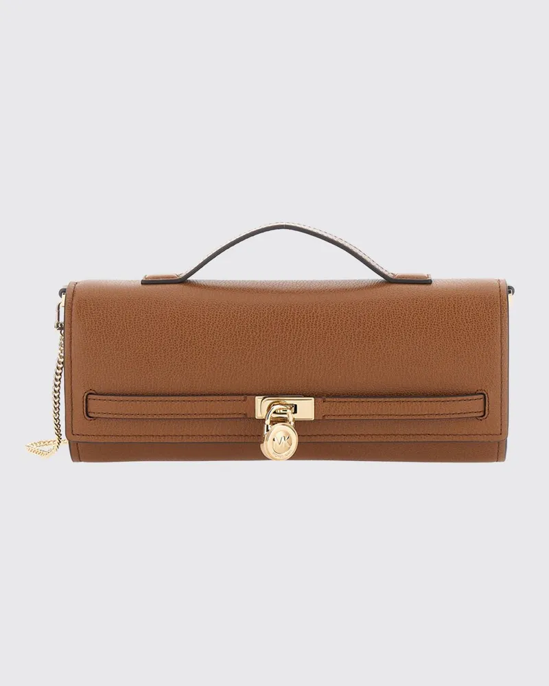 Michael Kors Hamilton Moderne mittelgroße Umhängetasche aus genarbtem Leder Braun