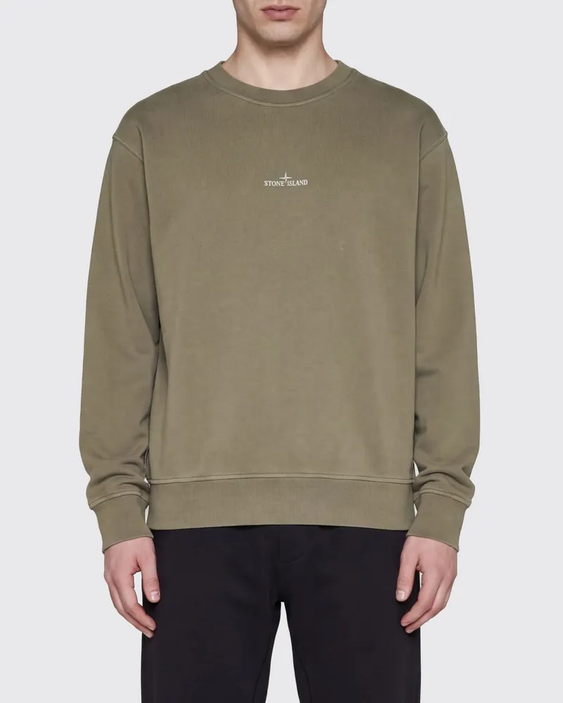 Stone Island Baumwoll-Sweatshirt mit Rundhalsausschnitt und Kompass-Logo-Patch Grün