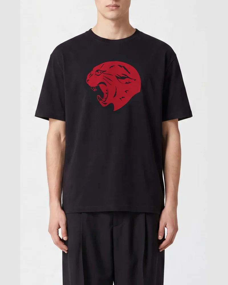 Valentino Garavani T-Shirt aus Baumwolle mit Grafik-Print und überschnittenen Schultern Schwarz